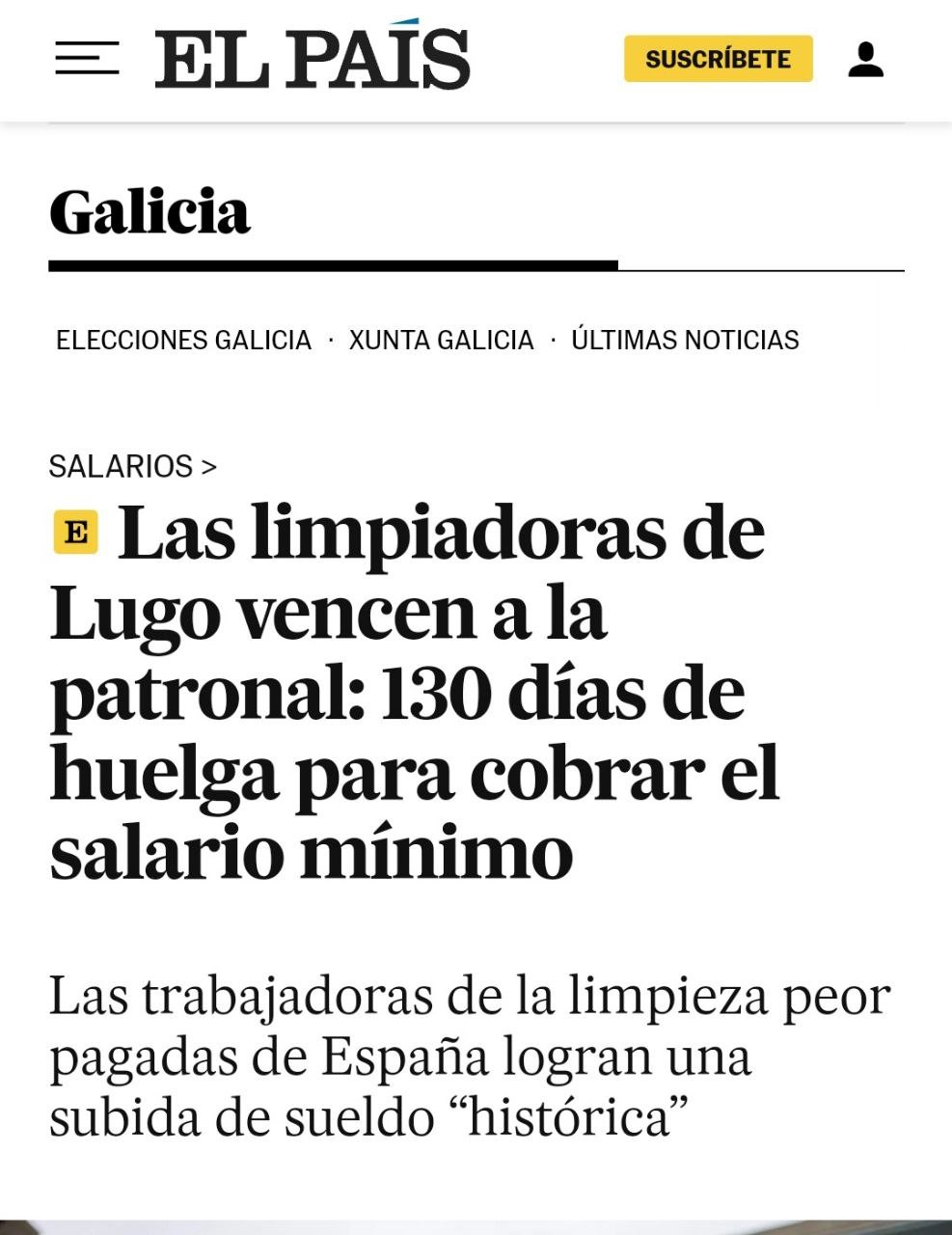 Titular de elpais:
Las limpiadoras de Lugo vencen a la patronal: 130 días de huelga para cobrar el salario mínimo 